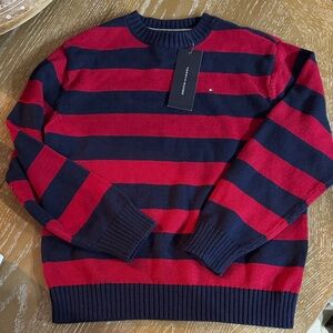 Tommy Hilfiger Boys Red and Blue Striped Knit Sweater Size 5